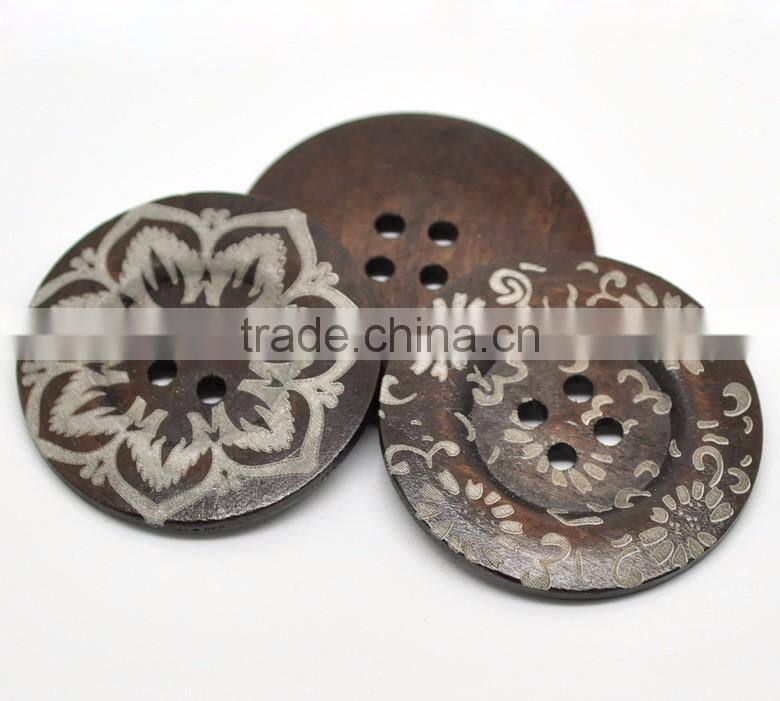 High Quality Scrapbooking 4 Holes Round Mixed 6cm Wood Sewing Buttons