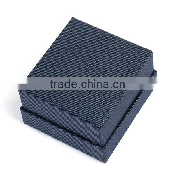 Paper Jewelry Gift Boxes Rectangle Navy Blue Stripe 8.5cm(3 3/8") x 8cm(3 1/8") , 1 Piece