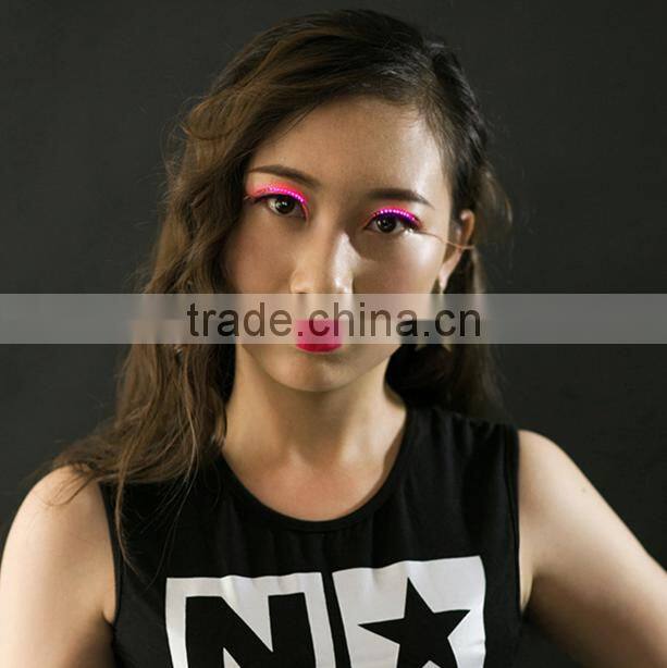 2017 new design unique cool color changing Interactive LED shiny false eyelashes FLashes Interactive LED Eyelashes