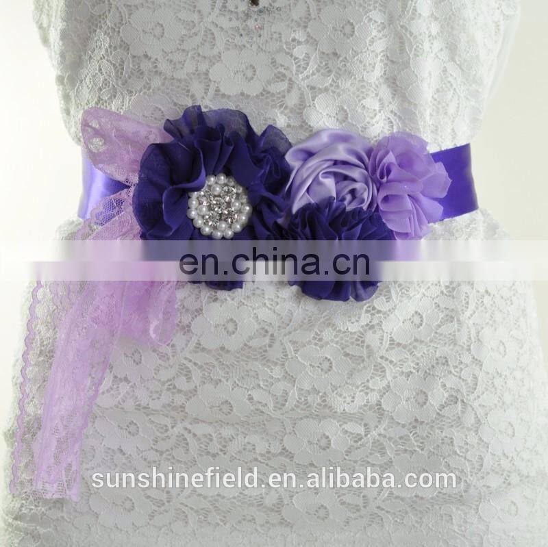 Wedding Sash Belt Maternity Sash Chiffon Flower Sash QB5A9