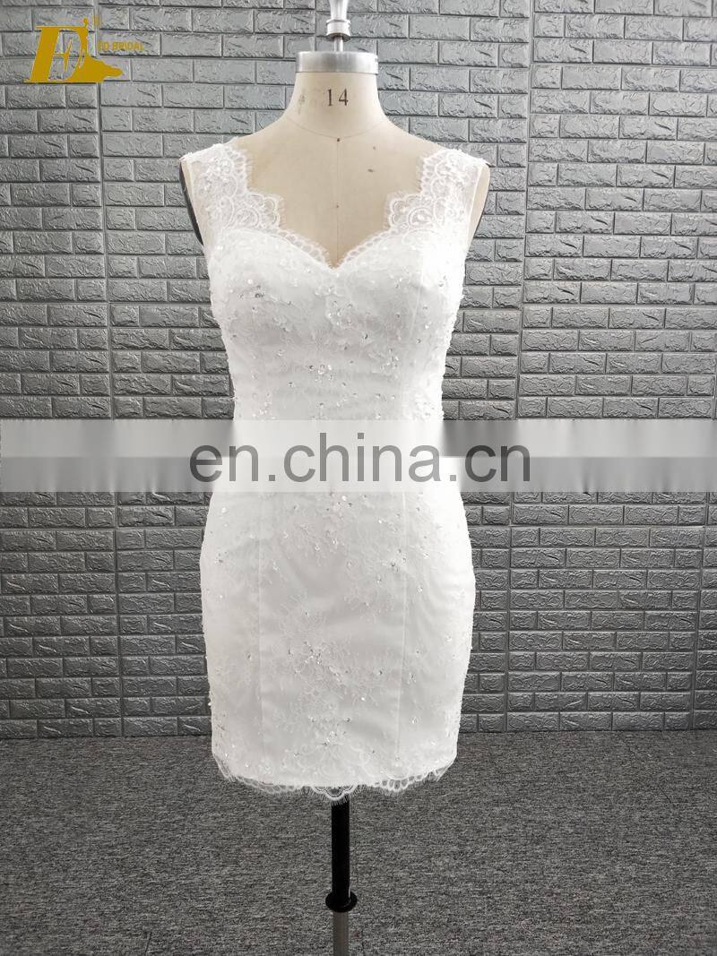 Wholesale V Neckline Sleeveless Beaded Ivory Short Prom Dresses With Detachable Skirt