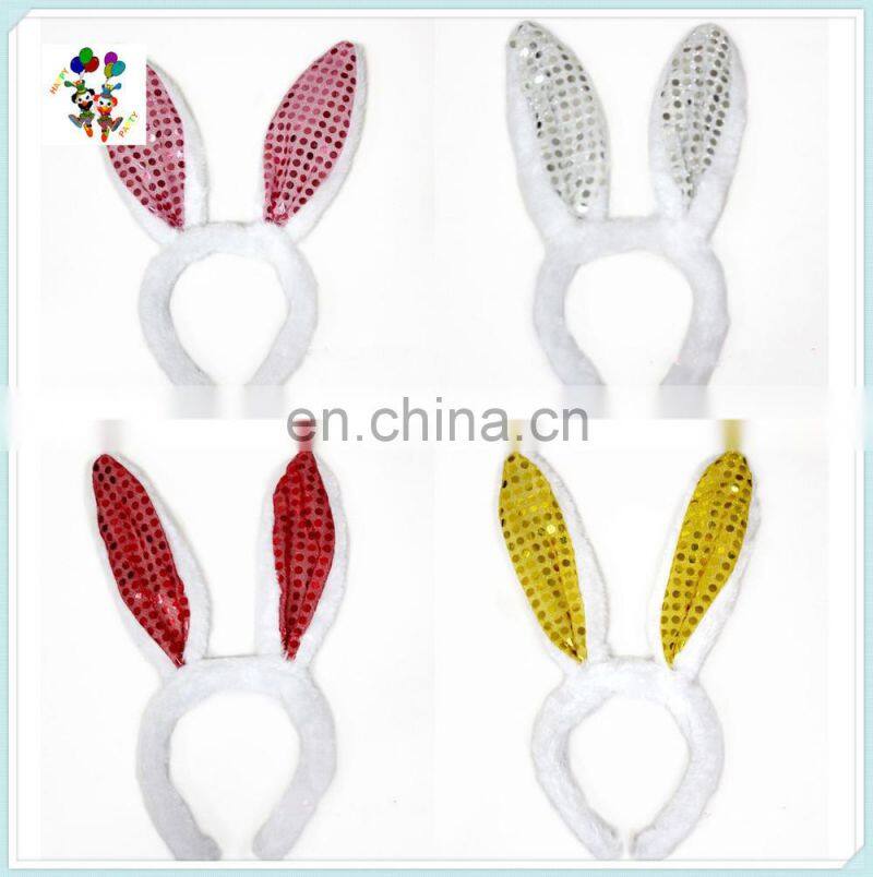 Easter White Fur Sparkle Bling Rabbit Bunny Ear Party Headbands HPC-0702