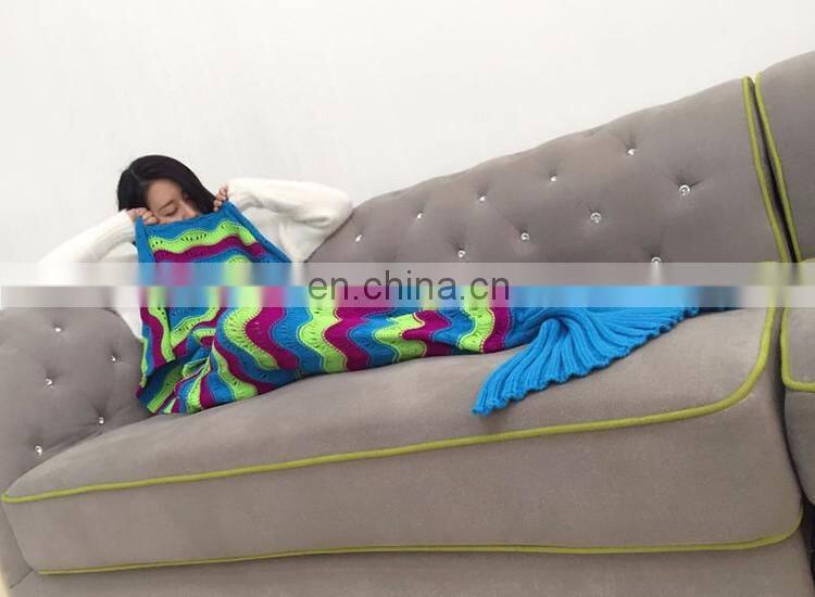 2017 Colorful Large Rainbow Mermaid Shape Blankets Fashion Adult Size Warm Crochet Blankets