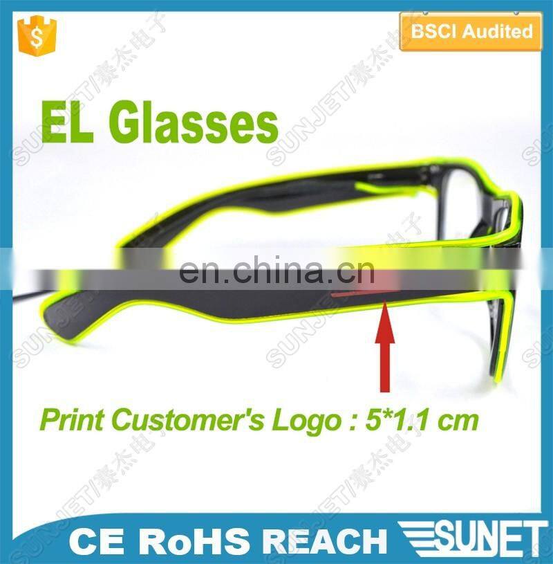 Halloween parade custom logo glow party LED EL wire glasses sunglasses