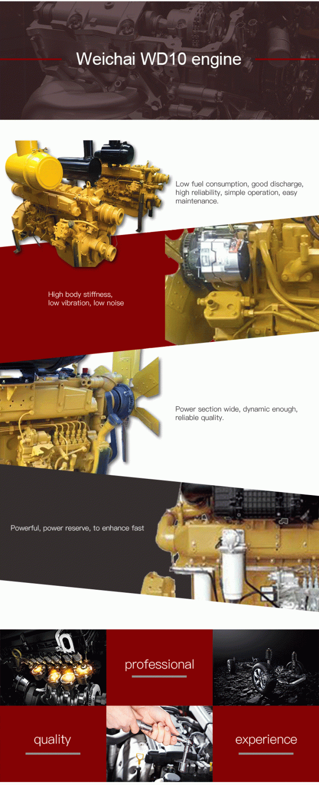 6 Cylinder Water-cooled Engineering fuel Engines WD10G240E11