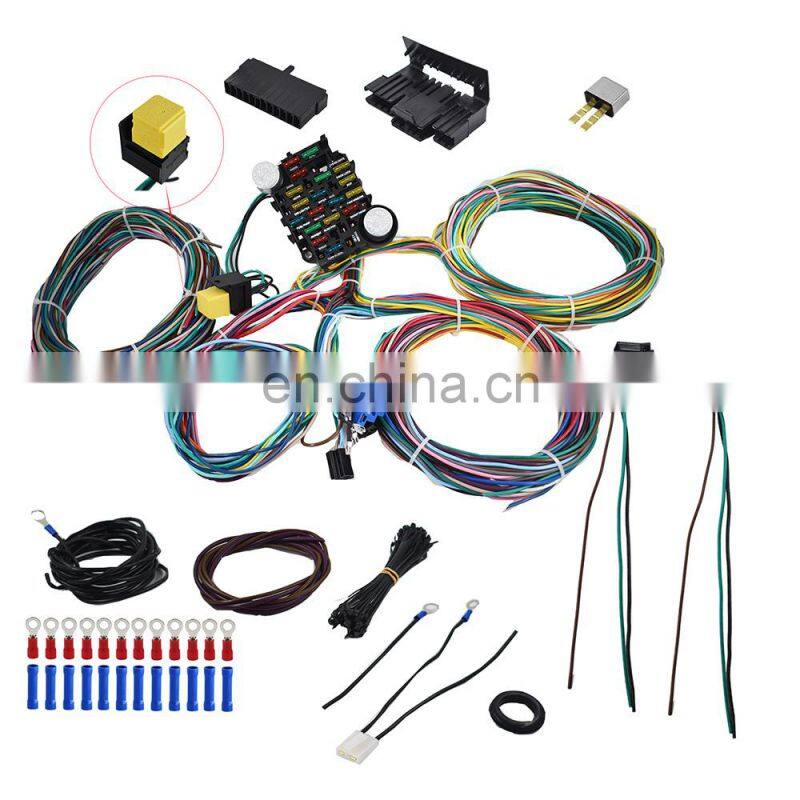 21 Circuit Wiring Harness For CHEVY Mopar FORD Hotrods UNIVERSAL X-long Wires