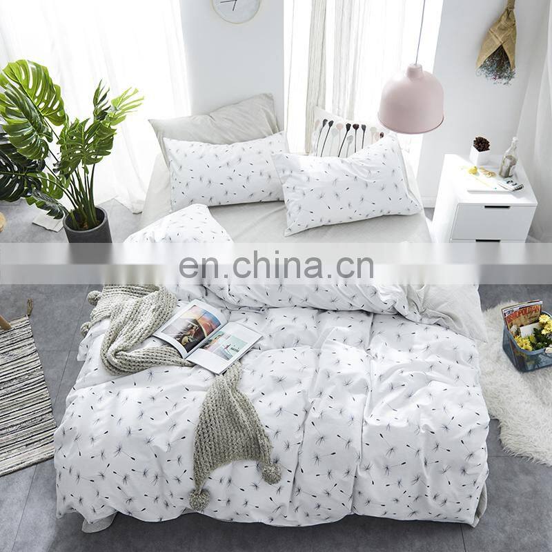 i@home Nordic version cotton high quality linen bed sheets sets duvet cover with dandelion delicate pattern for living room
