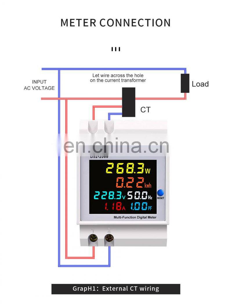 D52-2066 6IN1 AC monitor 110V 220V 380V 100A Voltage Current Power Factor KWH Electric energy digital Frequency meter VOLT AMP