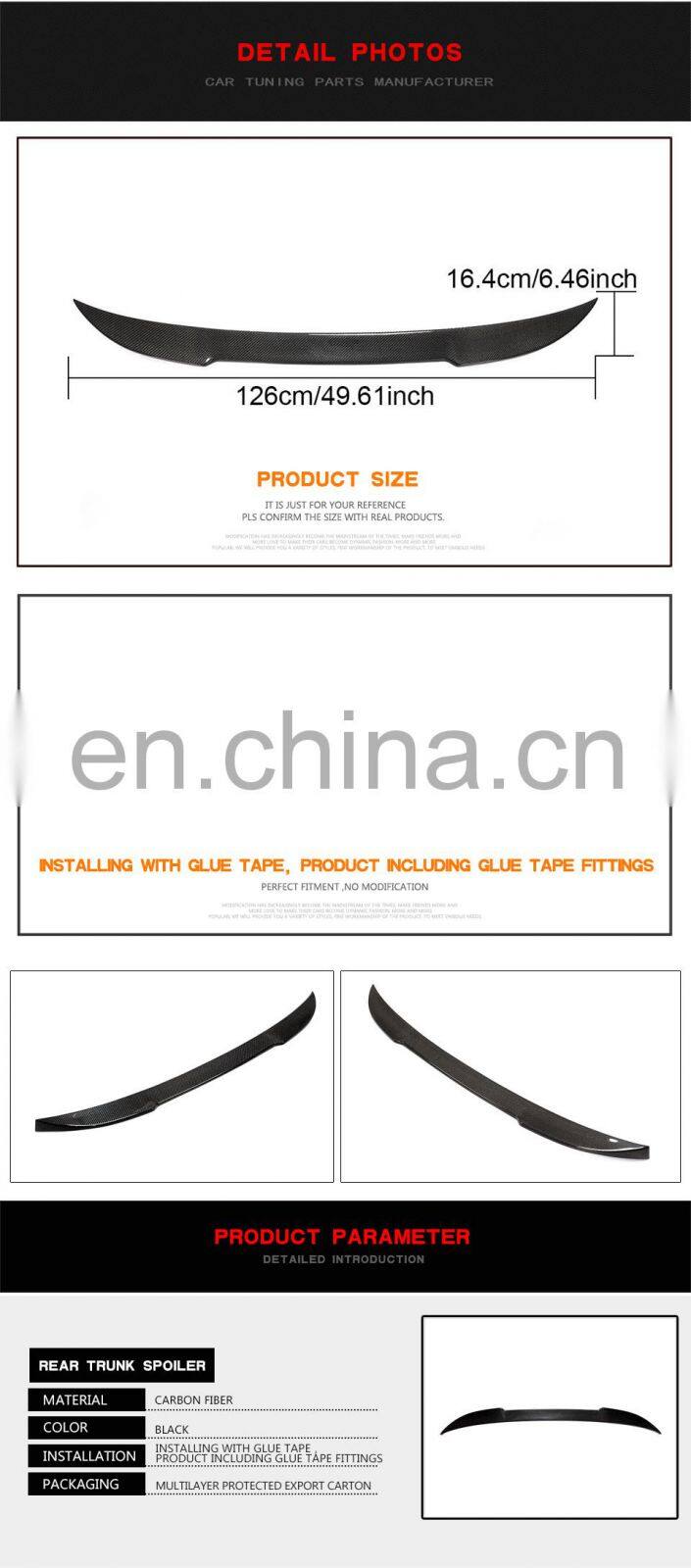 Real carbon rear bumper spoiler wing for BMW X4 G02 2018 up