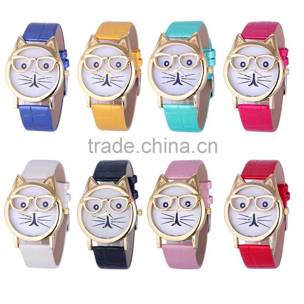 2016 Trendy face lady style cat watch