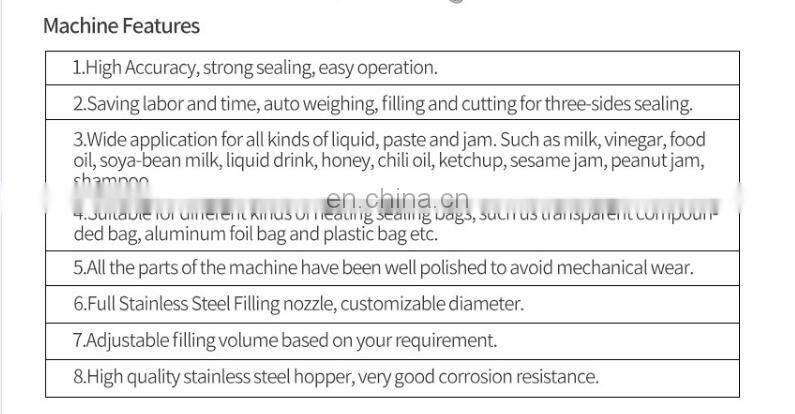 YTK Brand ketchup cosmetic oil honey sachet liquid filling machine