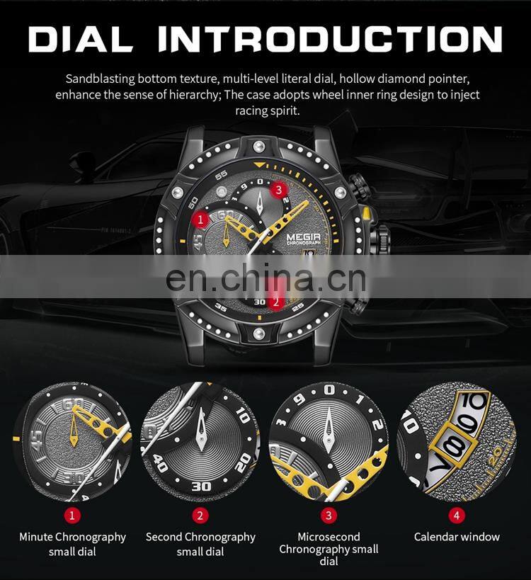 MEGIR 2130 Luxury Watches Online Fashionable Quartz Analogue Leather Band Waterproof Sport Men Wrist Watch