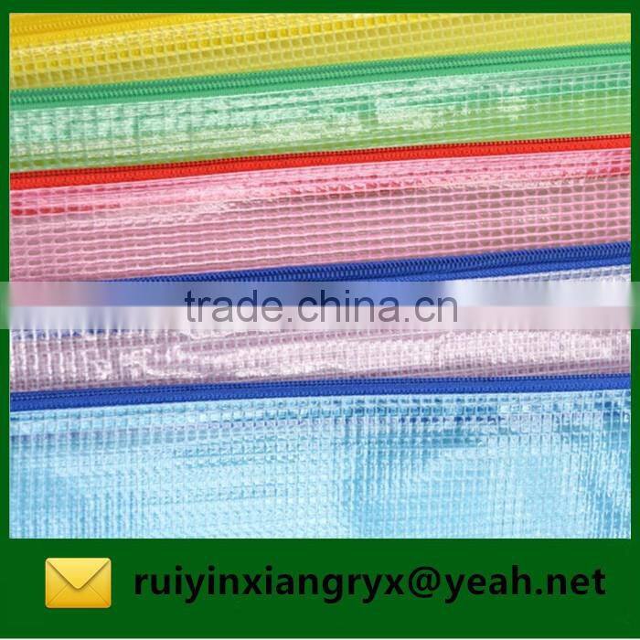 clear pvc gridding zipper document bag