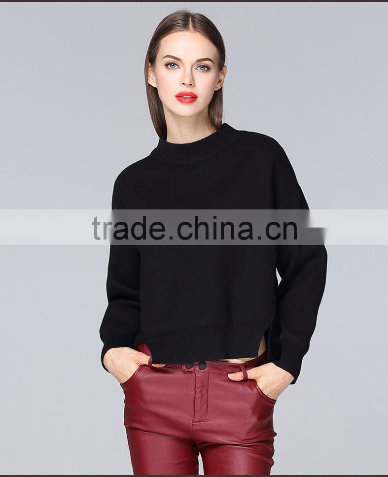 Korea design long sleeve pullover wool sweater design for girls