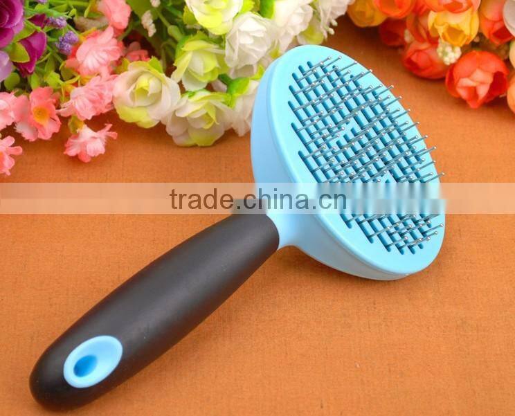 Pet brush ,Stainless steel needle,long handle wood pet grooming bru