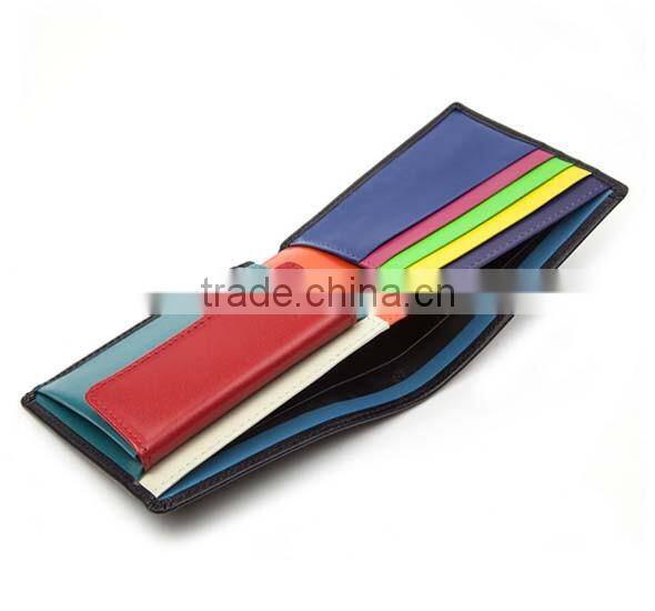 Top quality multi-colour genuine leather coin wallet Men's soft calf leather wallet