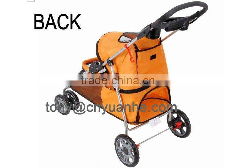 pink 4 wheels pet dog cat stroller/trolley