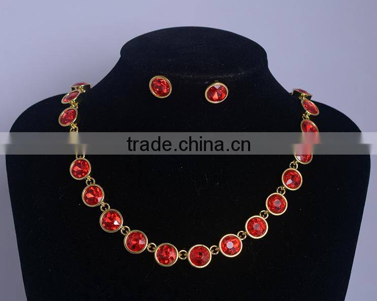 Dignified Crystal Chain Silver Fashion Jewelry Necklace Set