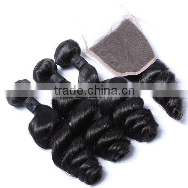 100 gram per bundle loose wave Brazilian hair bundles with closure have large stock hair