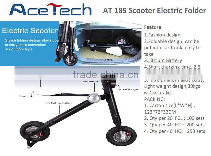 2016 Hot Sale New Product 2 Wheel Electric Scooter with 3-5h Charging Time and 35-40km Range For Charge fast