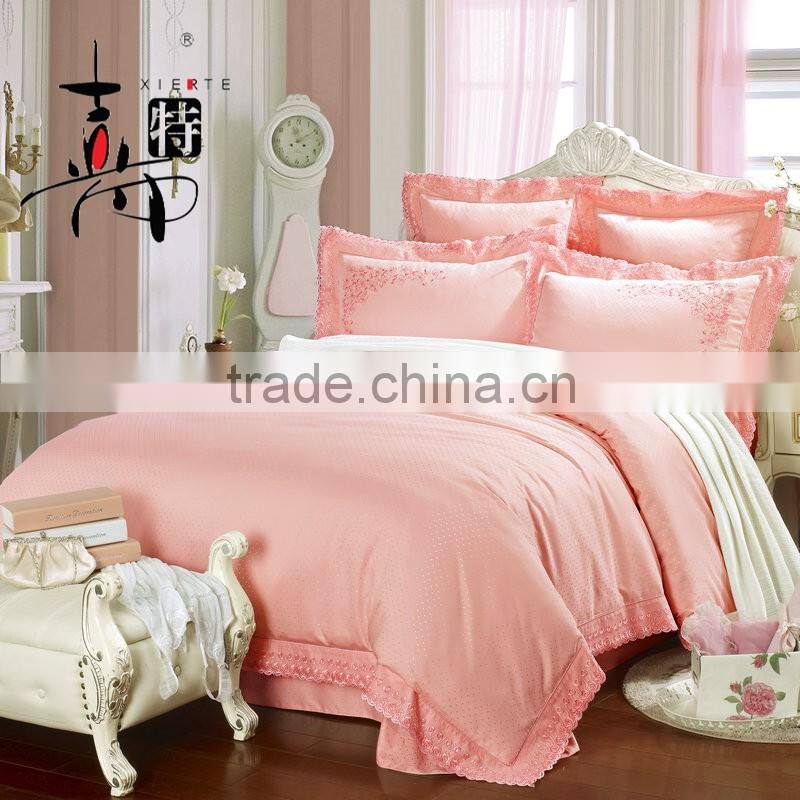 the latest version soft pink romantic wedding bedding set 100% cotton bedding set