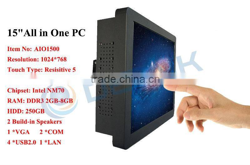 15 inch Touchscreen All In One PC / Intel CPU 2GB RAM 250GB HDD