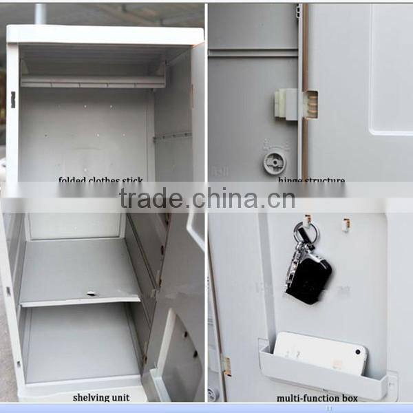 Colorful clothes locker with hanging rods