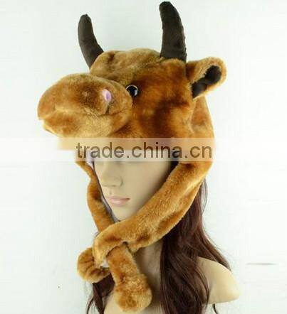 winter fashion plush fox hats/winter fashion plush lion hats