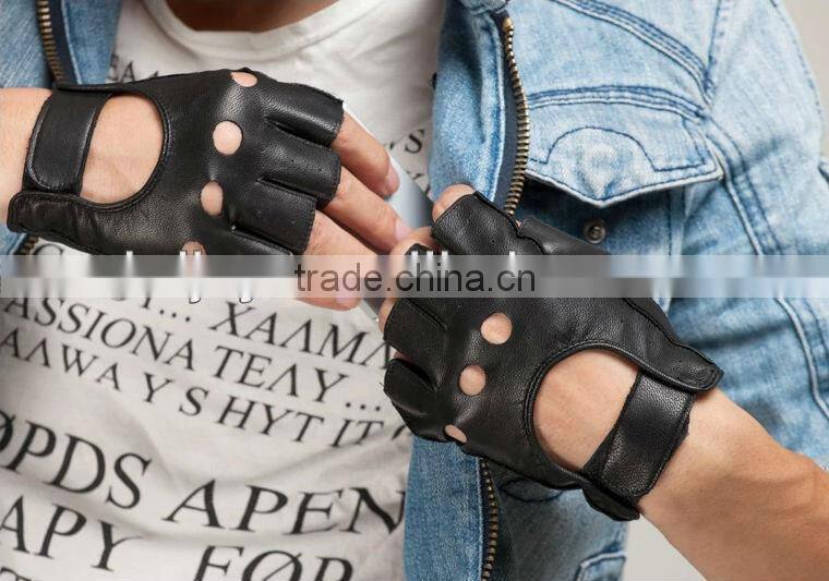 Men's black goatskin thunderbolt leather gloves