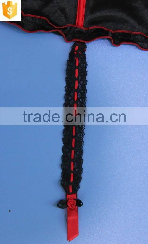 black red sexy shapewear,slimming body suit with red bow