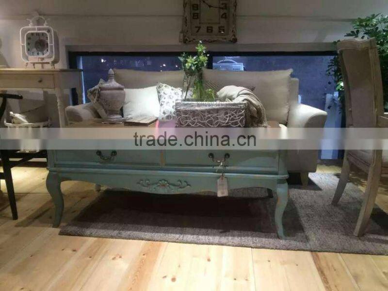 Antique Solid Wood Hand Carved French Provincial Coffee Table Sofa Table