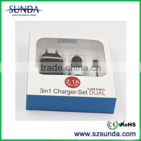 2015 new product 12v 2a usb wall charger 2 port for mobile devices