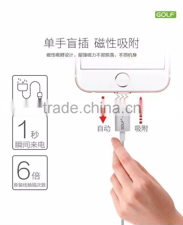GOLF 1.2M Metal Maghetic USB2.0 Data and Charge cable for iphone 5/5s/se LED Light 2.4A Weave Cable for iphone 5/5s/se