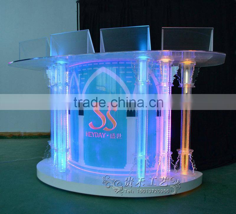 colorful acrylic bar table with LED lights, bar table for bar, dj equipment
