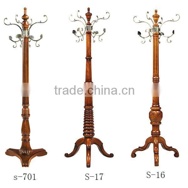 Home furniture antique style functional solid rubber wood coat rack S-13#