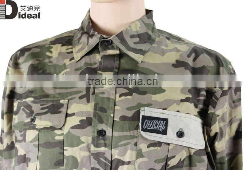 Men's long sleeve camouflage button down shirt
