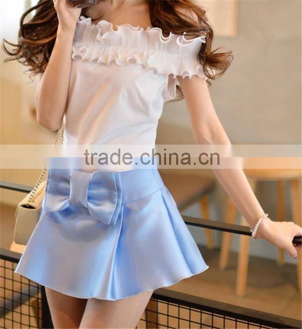 2015 lady Flower Collar T shirt