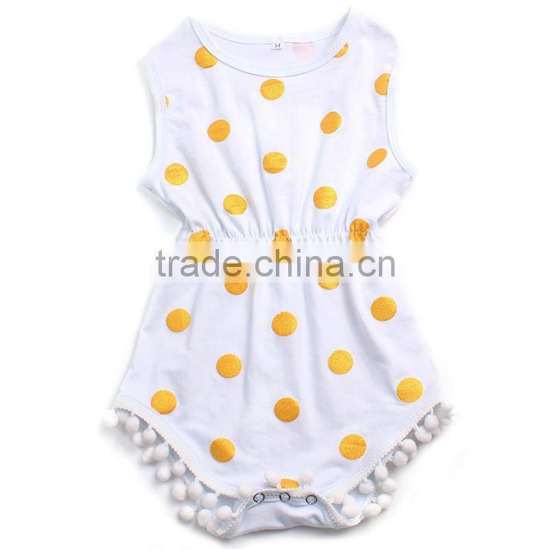 pink gold polka dots baby bodysuit wholesale infant clothing baby romper