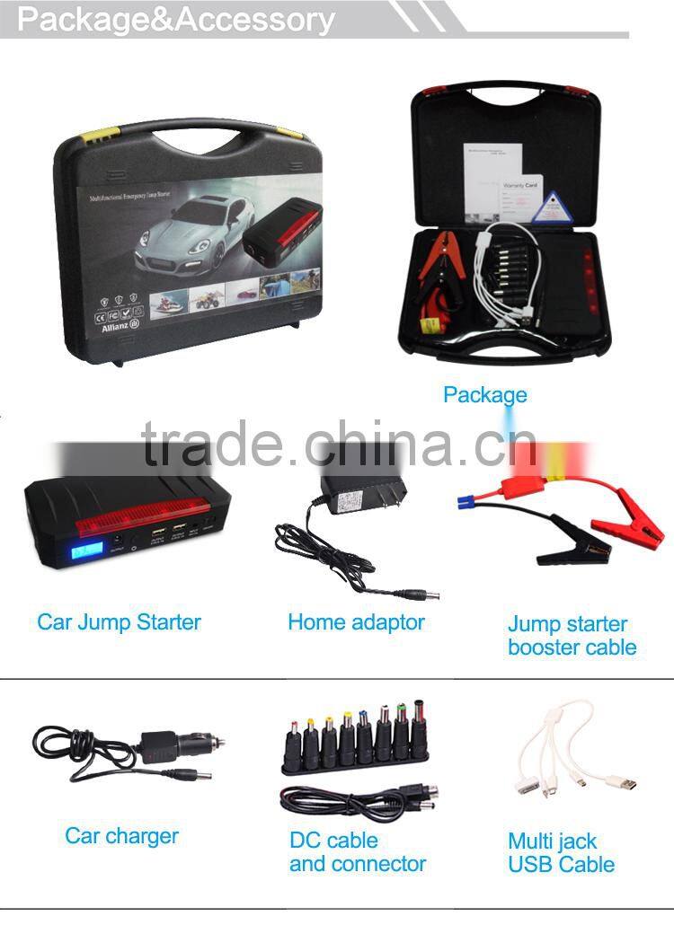 new design 20000mAh 12v li-ion battery auto battery charger/epower charger/jump starter with SOS flashlight