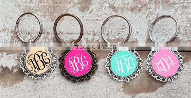 Laser Engrave Initial Personalized Monogram Enamel BagHanger Key Fob