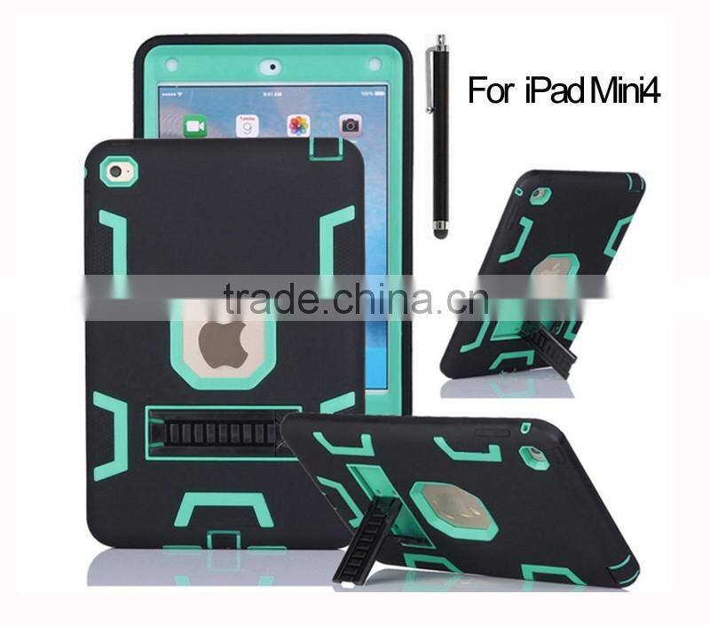 Tough defender hard plastic and TPU cover for Apple iPad mini 4 case