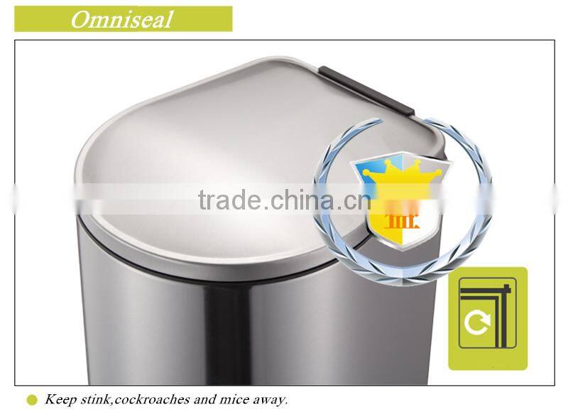 40 liters big size home usage stainless steel room foot pedal soft close dustbin