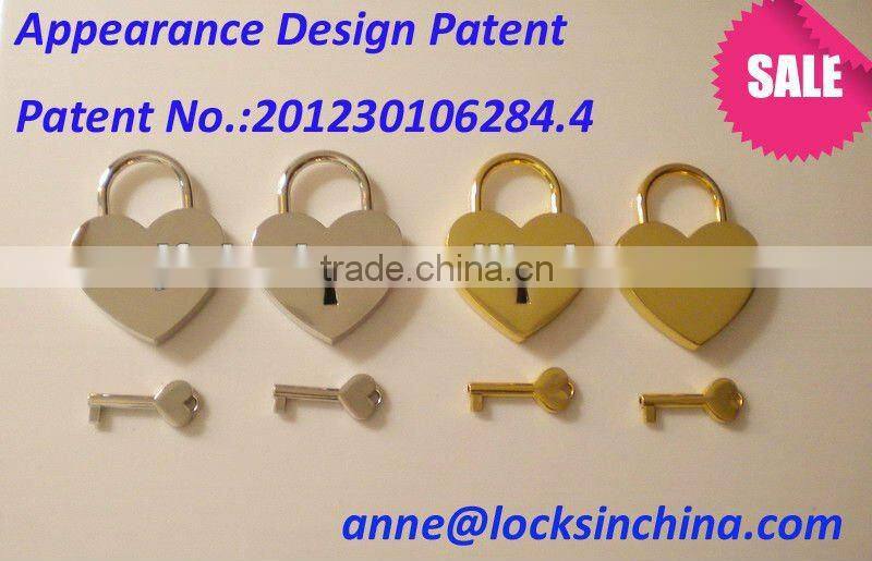 Promotional Silver Mini Heart cheap padlock and heart shape keys