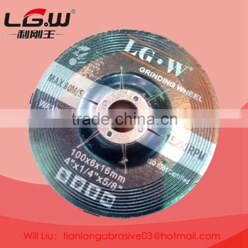 430 hot sale 100*6*16 2.5NET depressed center grinding wheel FOR south east MARKET