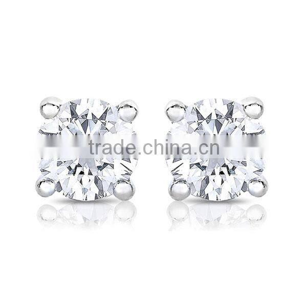 925 sterling silver earrings White Gold Diamond Stud Earrings for ladies earrings