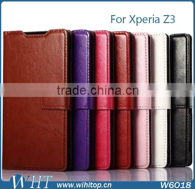 Crazy Horse PU Leather Wallet for Sony Xperia Z3 L55T L55U D6653 WHTS007