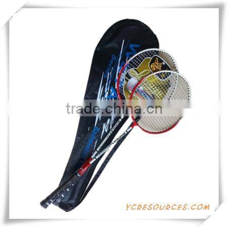 wooden handle with pvc wrapper Iron-alloy circle nylon string badminton racket(OS06001)