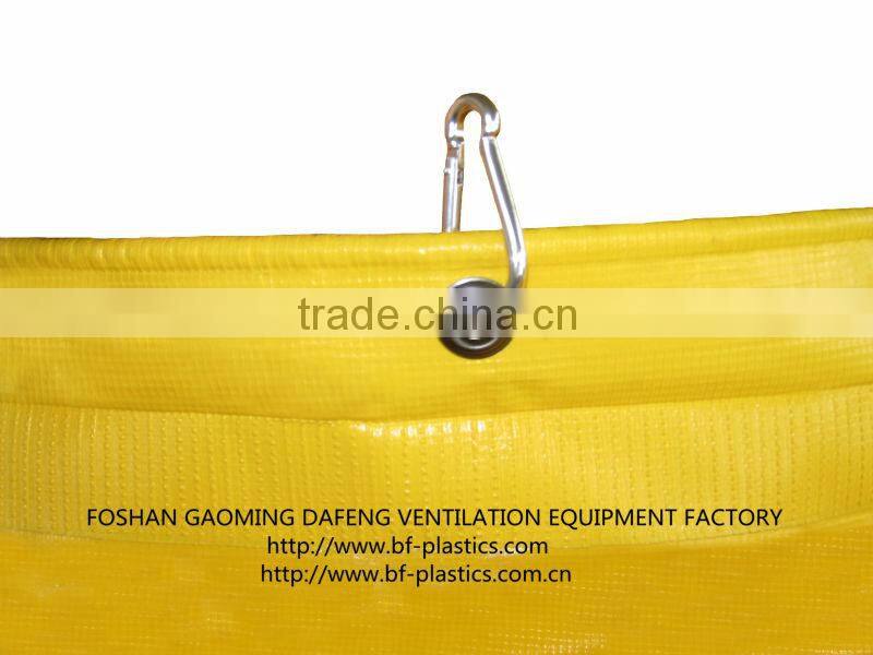 680GSM fire resistant yellow strong PVC tunnel vent duct with snap hooks
