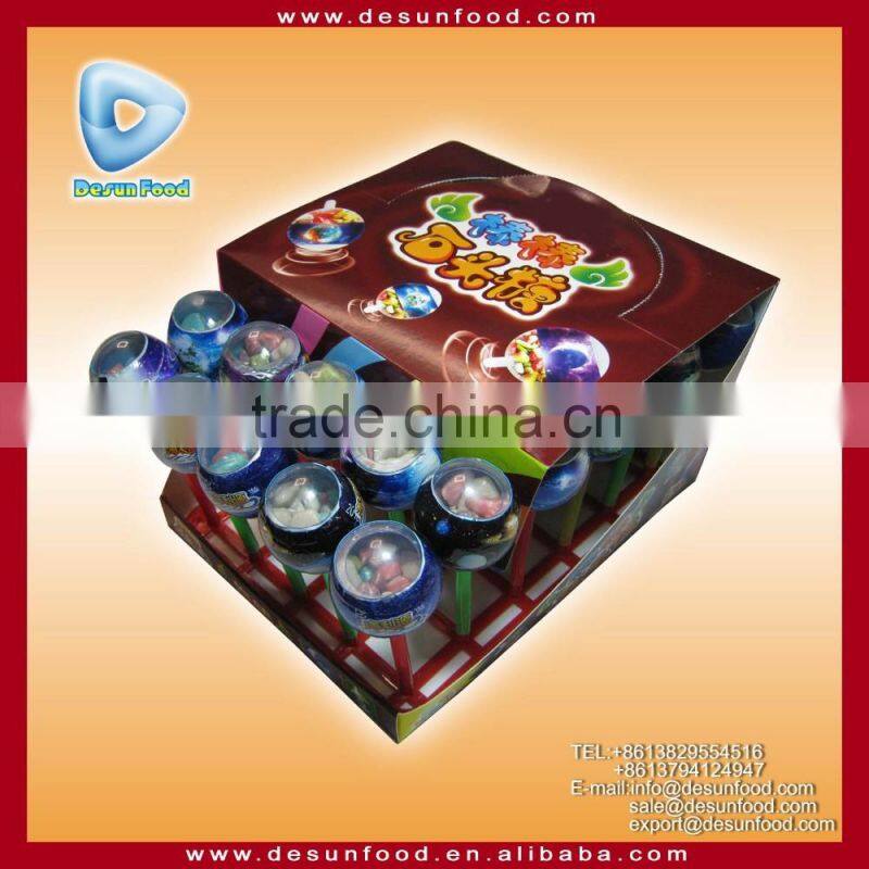 milk flavor stone candy in planet lollipop package