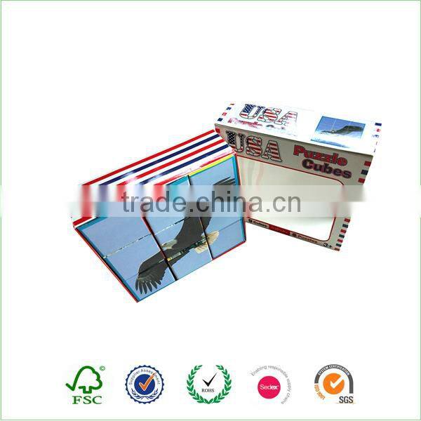 Printed paper material picture puzzle cube